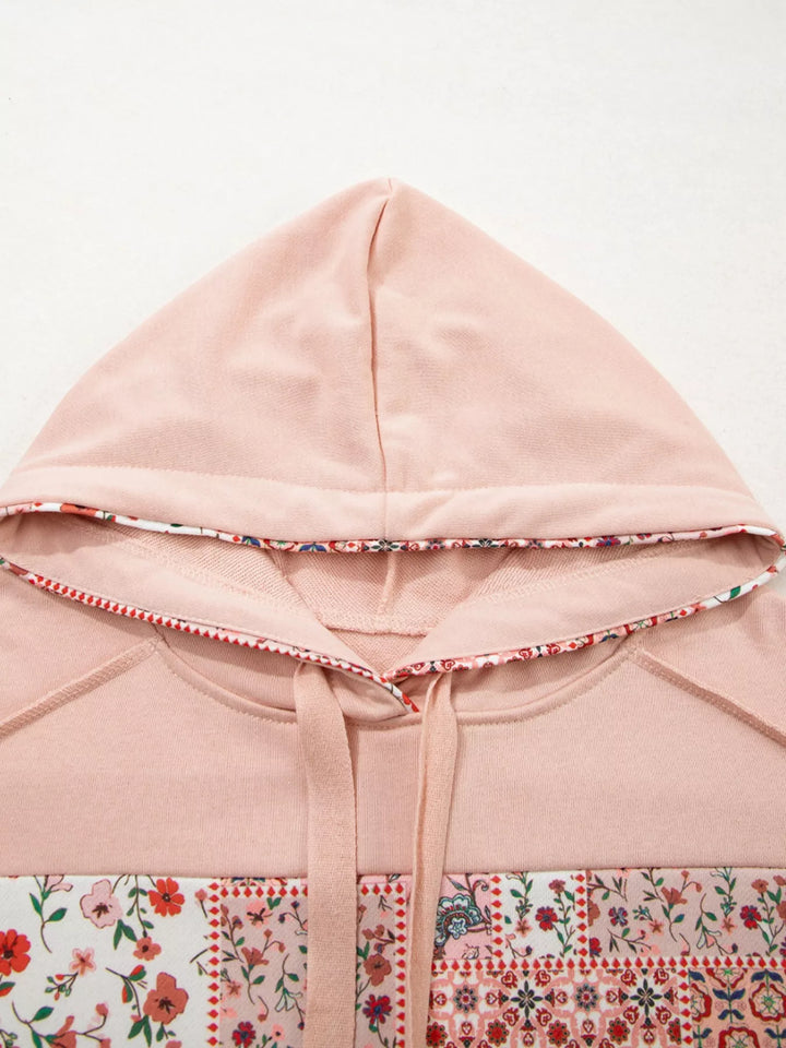 Floral Print Drawstring Long Sleeve Hoodie | Hoodies Daverri Fashions