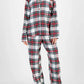 Plaid Collared Neck Button Up Top and Pants Lounge Set - DAVERRI FASHIONS