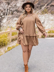 Plus Size Dot Flounce Sleeve Mini Dress | Mini Dresses Daverri Fashions