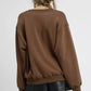 Umgee Round Neck Long Sleeve Fleece Sweatshirt - DAVERRI FASHIONS