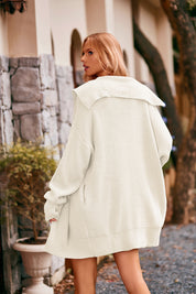 Collared Neck Button-Up Cardigan with Pockets | Cardigans Daverri Fashions