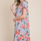 BOMBOM Floral Round Neck Short Tee Dress with Pockets