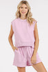 Mittoshop French Terry Crew Neck Top and Shorts Set LILAC PINK Outfit Sets