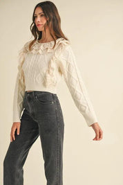 MABLE Ruffled Lace Crochet Sweater | Sweaters Daverri Fashions