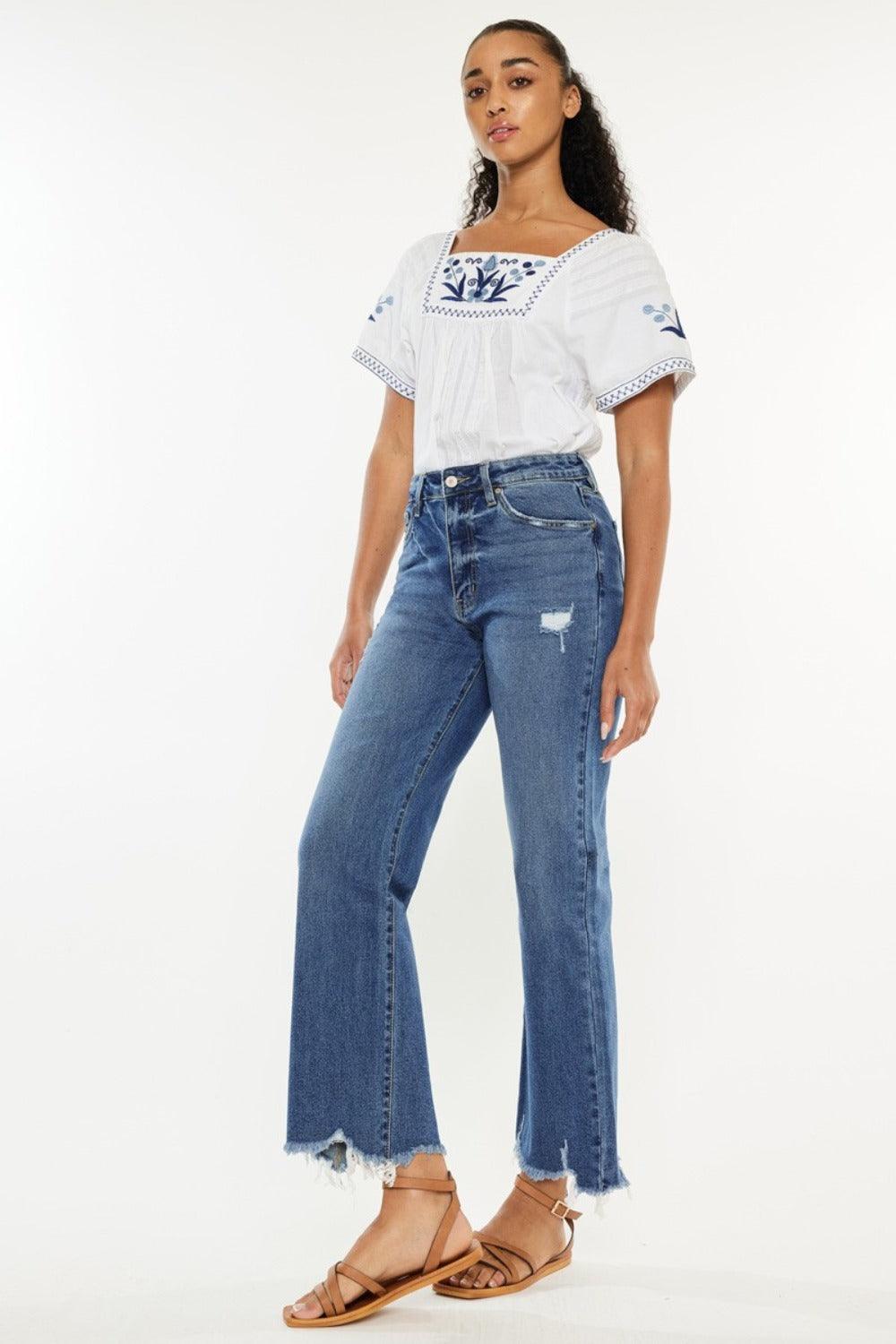 Kancan Full Size High Rise Slim Wide Leg Jeans | Daverri Fashions