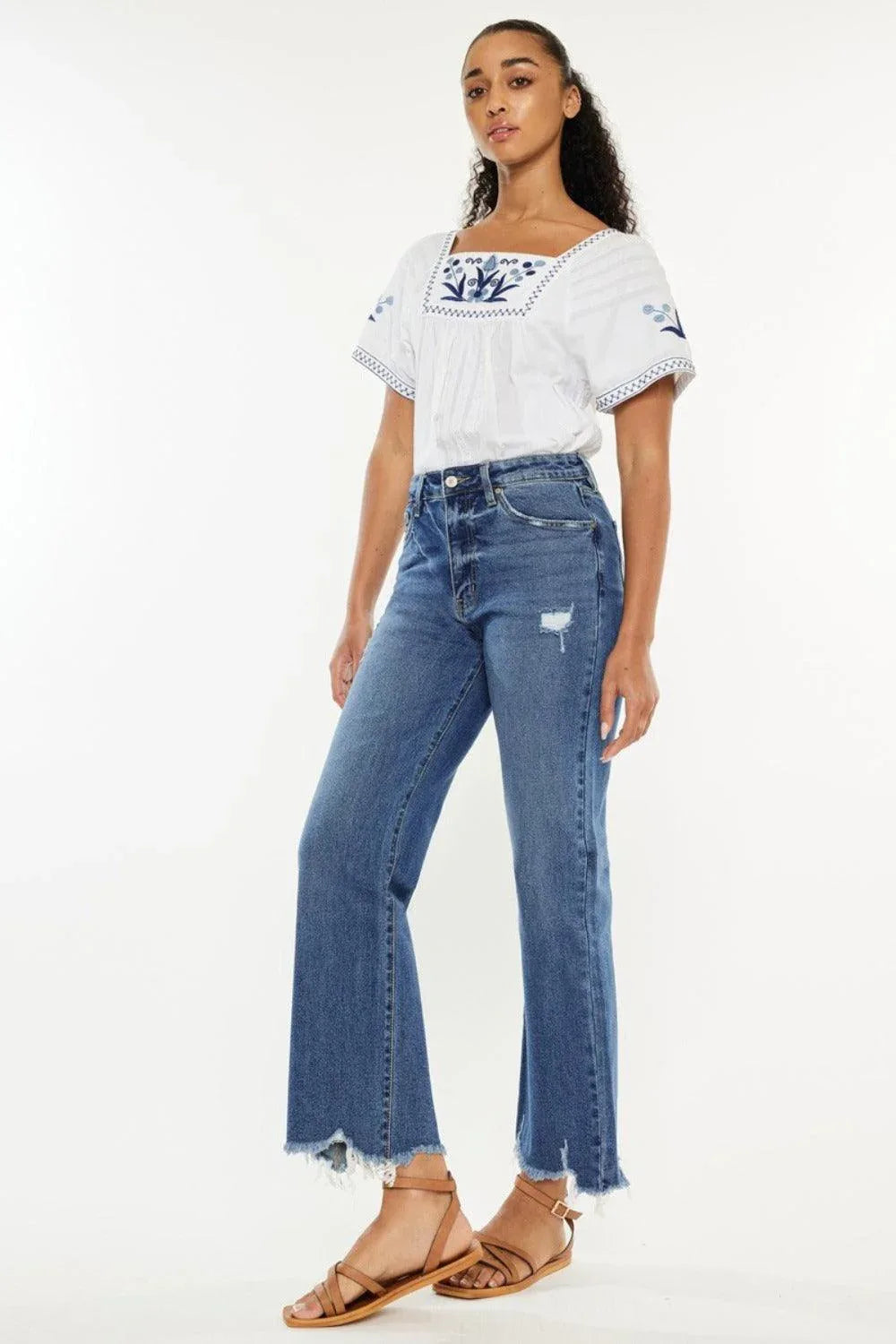 Kancan Full Size High Rise Slim Wide Leg Jeans - DAVERRI FASHIONS