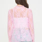 Jade by Jane floral print long sleeve lace mesh top in pink