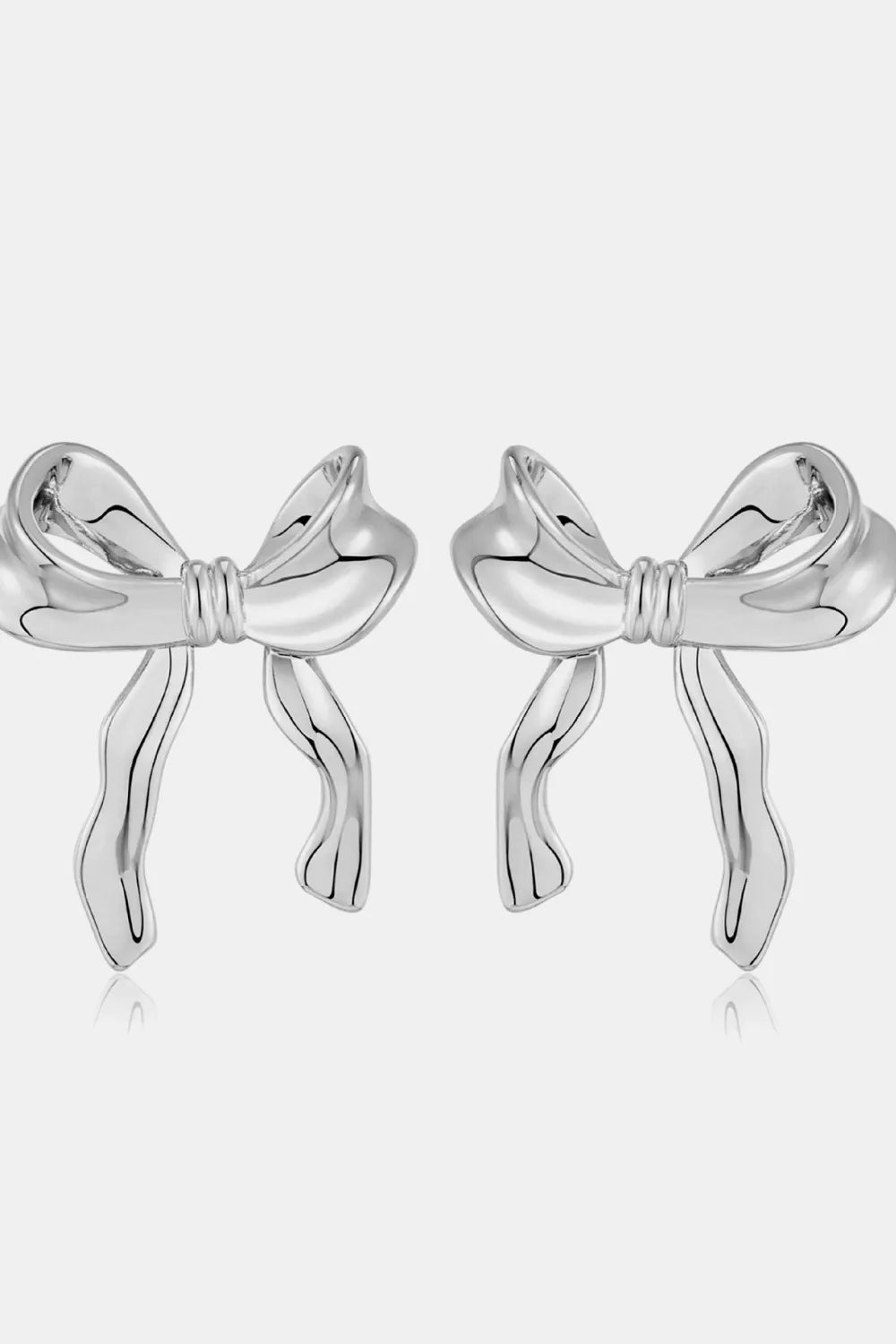 Silver One Size Gold Plated Bow Stud Earrings | Earrings Daverri Fashions