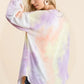 BiBi Tie Dye French Terry V-Neck Top with Puff Sleeves - DAVERRI FASHIONS