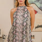 BiBi Snakeskin Print Low Gauge Knit Halter Neck Top Tops