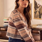 SO ME textured variegated multi color striped cardigan in beige, brown, cream