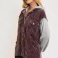 Umgee Contrast Hooded Chenille Jacket Plum - DAVERRI FASHIONS