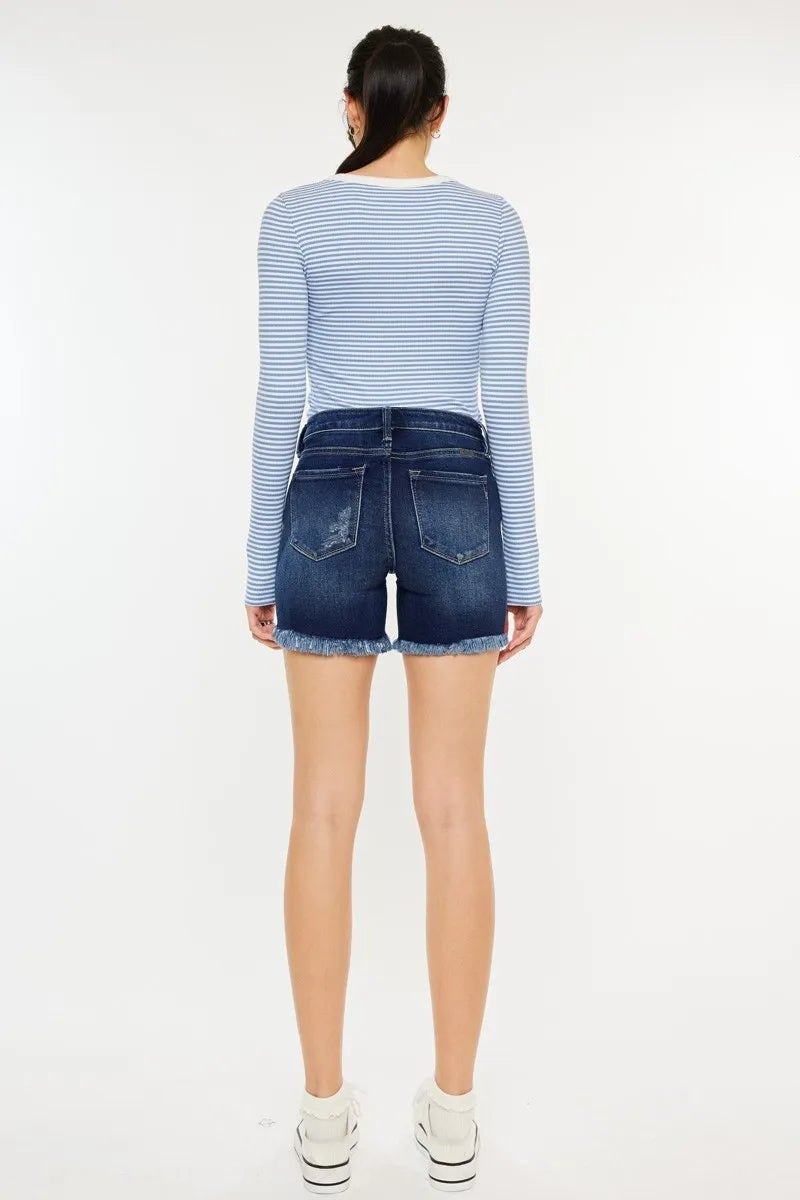Kancan Mid Rise Button Fly Denim Shorts Denim Shorts
