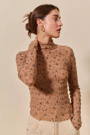 SO ME Floral Print Textured Long Sleeve Knit Top | Knit Tops Daverri Fashions