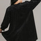 Umgee Full Size Beaded Frill Flounce Sleeve Velvet Babydoll Blouse Blouses