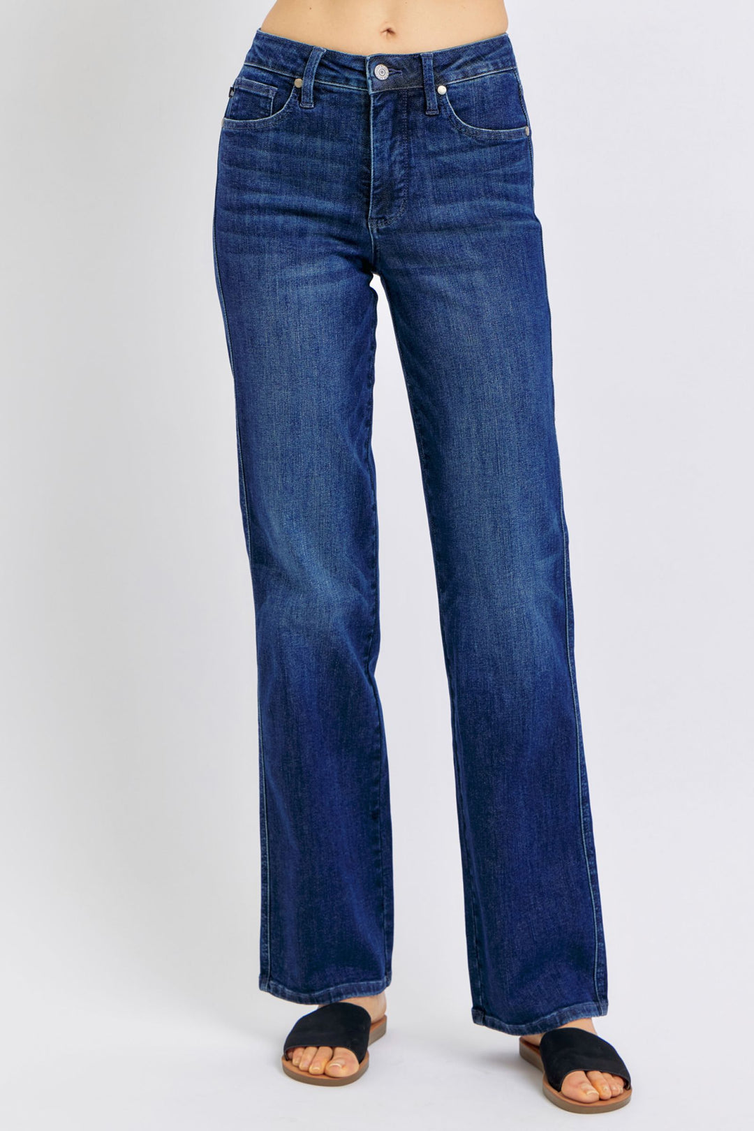Judy Blue Full Size Tummy Control Straight Jeans Dark Jeans