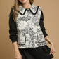 Umgee Toile Quilted Vest with Ruffle Collar - DAVERRI FASHIONS