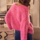 SO ME Soft Touch Hairy Loose Fit Cozy Sweater Cardigan - DAVERRI FASHIONS