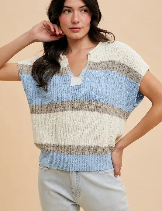 Annie Wear Low Gauge Color Block Textured Sweater Top | Sweaters Daverri Fashions
