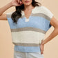 Annie Wear Low Gauge Color Block Textured Sweater Top - DAVERRI FASHIONS