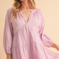 Aemi + Co Notched Balloon Sleeve Tiered Mini Dress Mini Dresses
