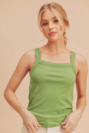 Aemi + Co Square Neck Wide Strap Tank | Tank Tops Daverri Fashions