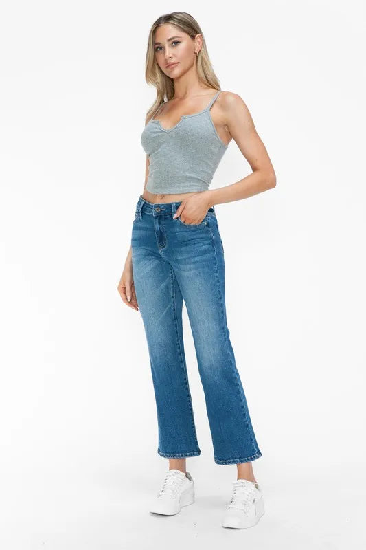 bytos Full Size Cat's Whiskers Mid Rise Ankle Jeans | Jeans Daverri Fashions