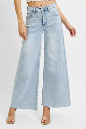 RISEN Full Size High Rise Ankle Wide Palazzo Jeans Plus Size | Jeans Daverri Fashions