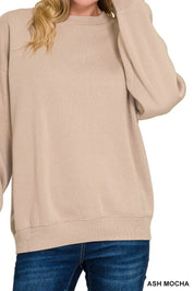 Zenana Fleece Crewneck Long Sleeve Sweatshirt | Sweatshirts Daverri Fashions