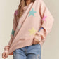 ADORA Blush Stars Pattern Round Neck Drop Shoulder Sweater Sweaters