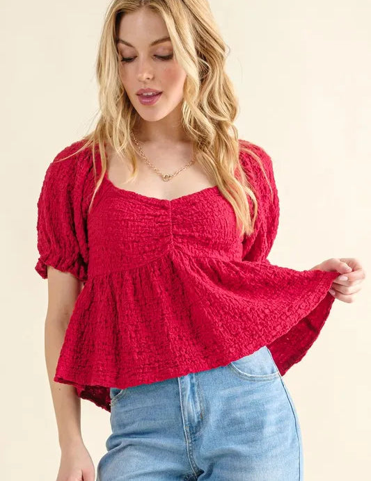 And The Why Lovely Textured and Smocked Top | Tops Daverri Fashions