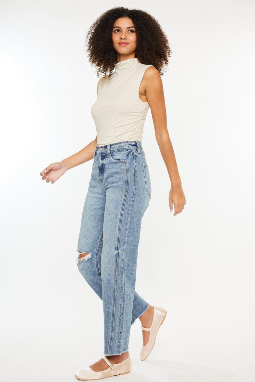 Kancan Ultra High Rise Distressed Straight Jeans Jeans