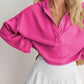 Vibrant fuchsia Exposed Seam Dropped Shoulder Hoodie, oversized fit, ribbed cuffs