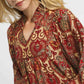 Umgee Boho Mix Paisley Babydoll Dress