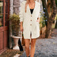 Collared Neck Button-Up Cardigan with Pockets - DAVERRI FASHIONS