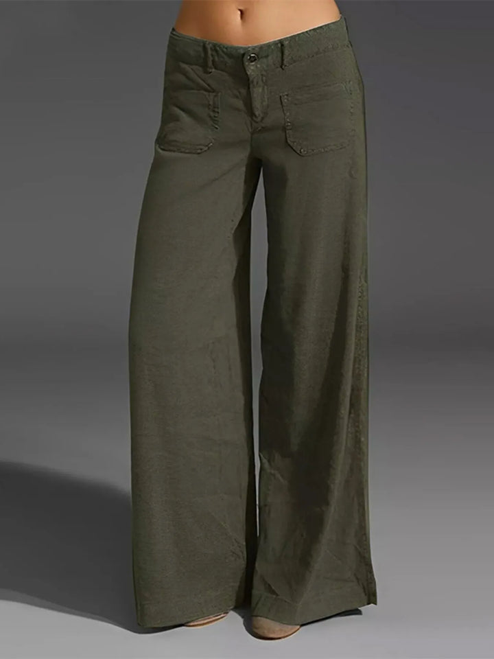 Green Full Size Wide Leg Jeans with Pockets Plus Size | Jeans Daverri Fashions