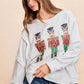 BiBi Christmas Sequin Nutcrackers Embroidery Sweatshirt - DAVERRI FASHIONS