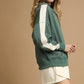 Umgee Contrast Long Sleeve Sweatshirt with Collar Sweatshirts