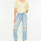 Kancan Mid Rise Distressed Boyfriend Jeans - DAVERRI FASHIONS