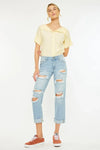 Kancan Mid Rise Distressed Boyfriend Jeans - DAVERRI FASHIONS