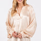 SAGE + FIG Notched Long Sleeve Blouse Blouses