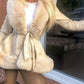 Faux Fur Trimmed Belted Coat - DAVERRI FASHIONS