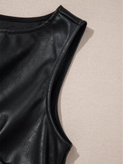 Vegan Leather Sleeveless Mini Dress | Dresses Daverri Fashions