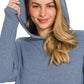 Ribbed Long Sleeve Hoodie Dusty Blue - DAVERRI FASHIONS