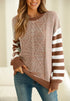 Striped Round Neck Dropped Shoulder Sweater - DAVERRI FASHIONS