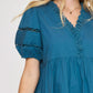 Umgee USA Lace Detail Puff Sleeve Mini Dress Mini Dresses