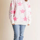 Oversized Star Pattern Ribbed Edge Drop Shoulder Sweater - DAVERRI FASHIONS
