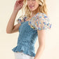 And The Why Embellishment Sleeve Smocked Top - DAVERRI FASHIONS