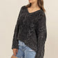 HYFVE Cable Knit V-Neck Dropped Shoulder Oversized Sweater - DAVERRI FASHIONS