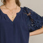 Umgee Full Size French Terry Boxy Cut Top with 3D Floral Sleeve Plus Size Tops